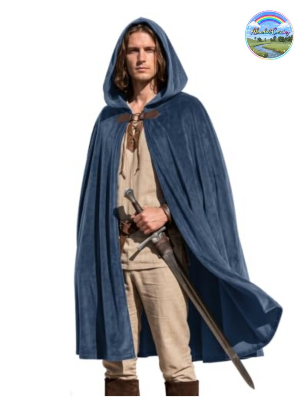 Medieval Velvet Hooded Cloak Renaissance Cape Cosplay LARP Costume